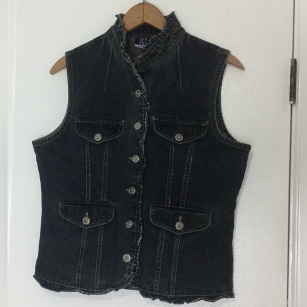 Like New DCC Missy Denim Button Down Navy Vest M